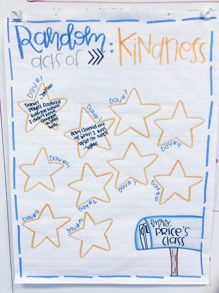 This random acts of kindness anchor chart goes great with helping you teach kindness in your classroom. 