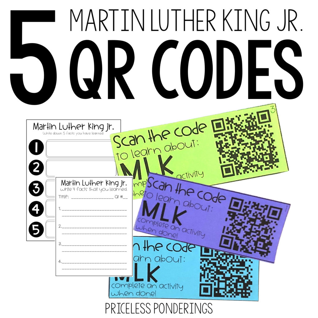 Help teach your 2nd and 3rd grade students about Martin Luther King Jr.'s life with this QR Link printable and black history month activities.