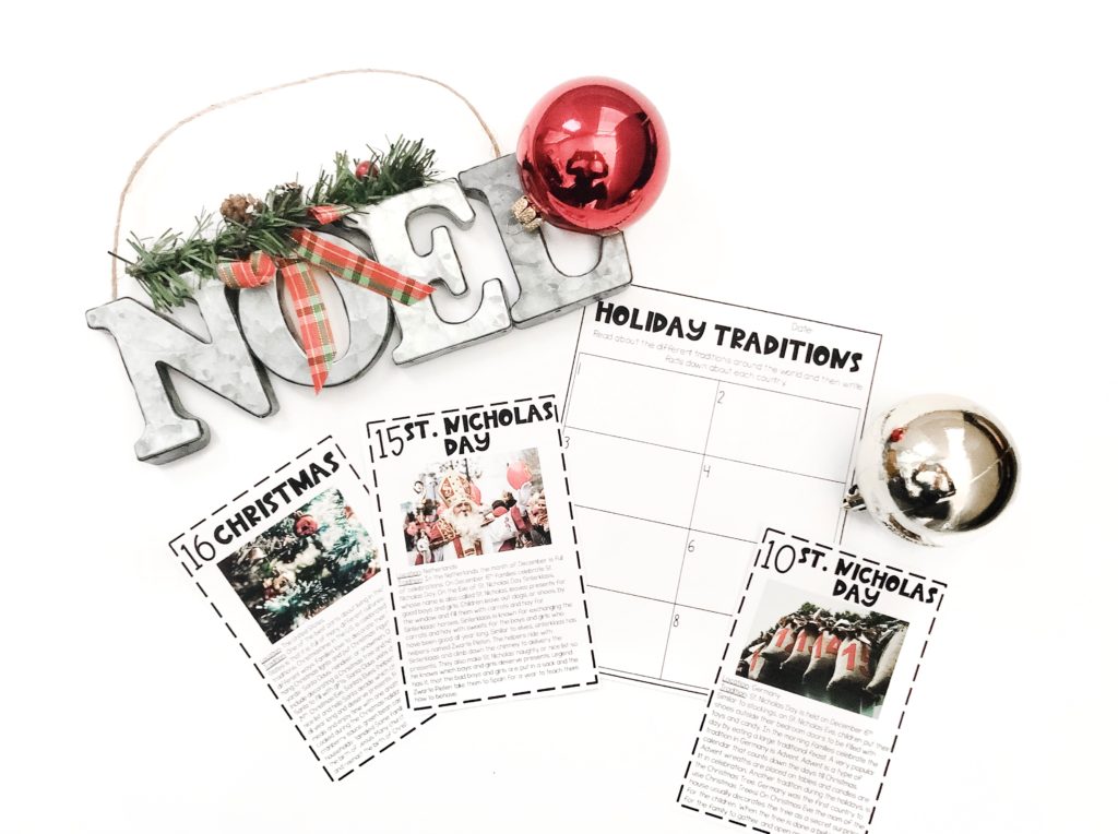 Picture of holiday traditions around the world task cards