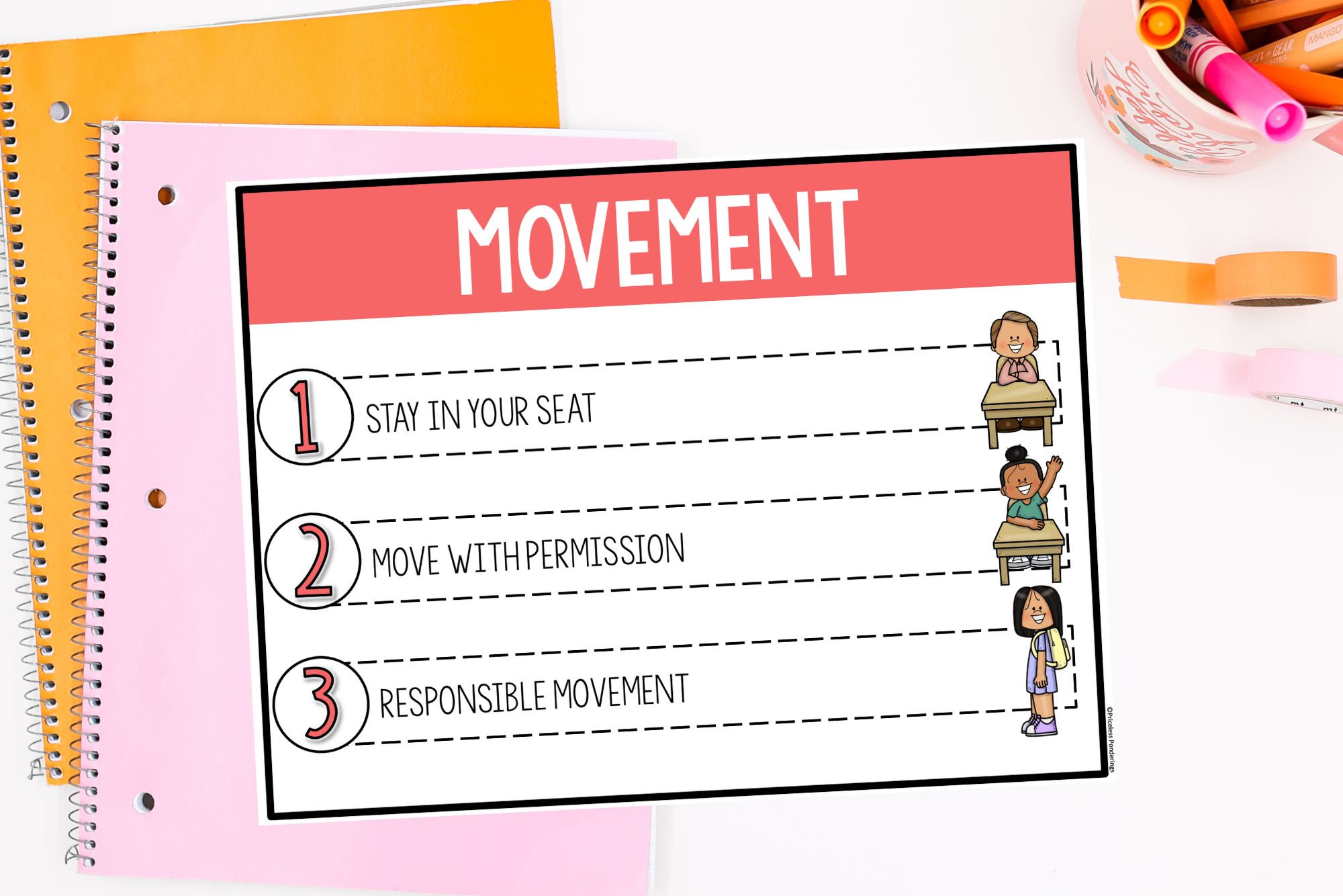 CHAMPS movement poster showing different ways students can move around the room for elementary classroom management