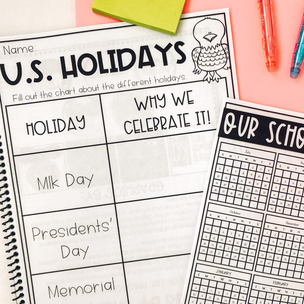 Worksheets to teach USA Holidays and Celebrations to Kids