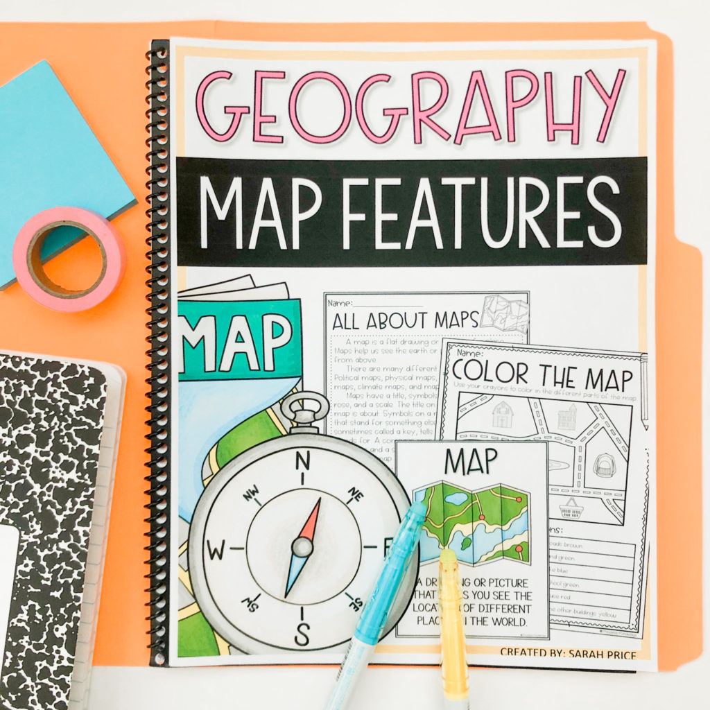 Map features worksheets and activity pack cover