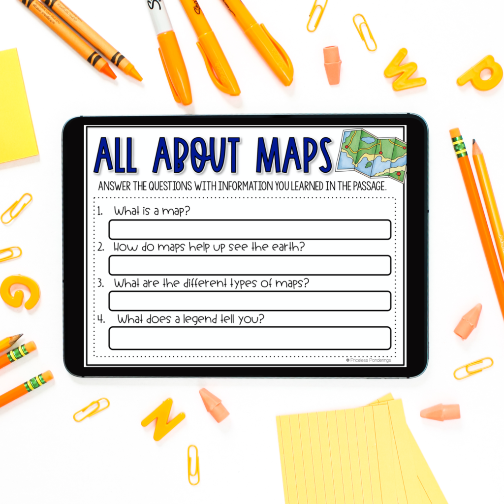 Map Features comprehension questions on an iPad