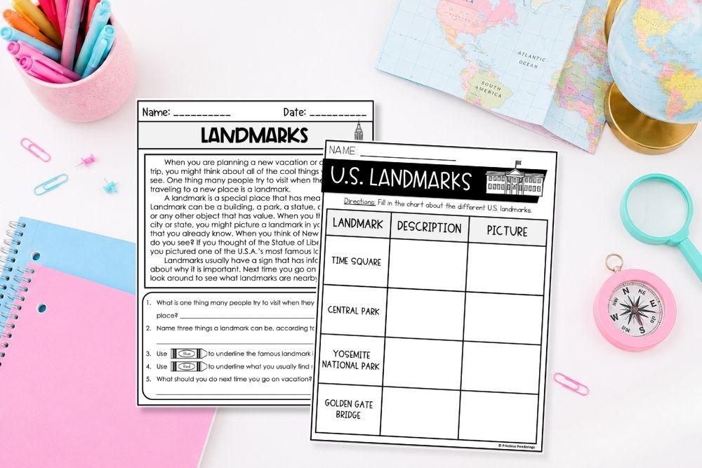 Geography Curriculum Elementary: 7 Easy Topics You Will Love picture of Landmarks activities for geography curriculum for elementary students