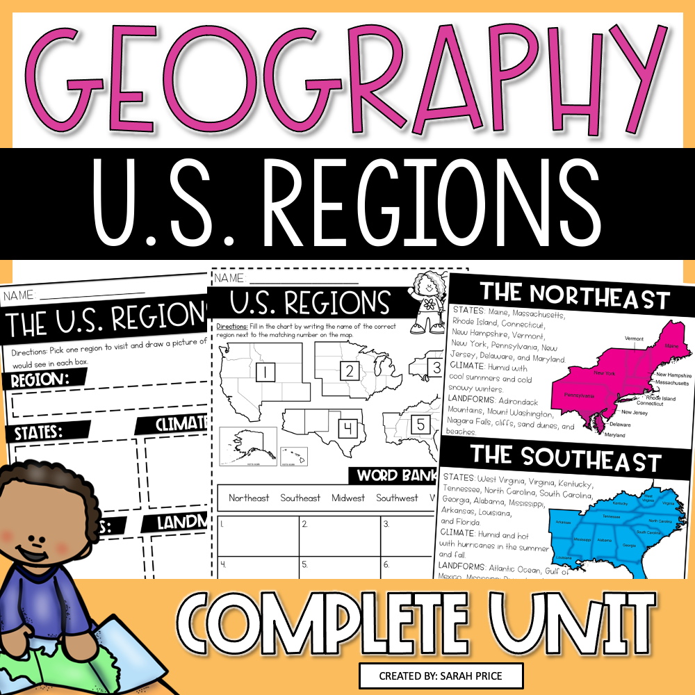 Regions of the United States Worksheets: 5 Low-Prep Activities regions of the united states worksheets for 2nd 3rd and 4th grade