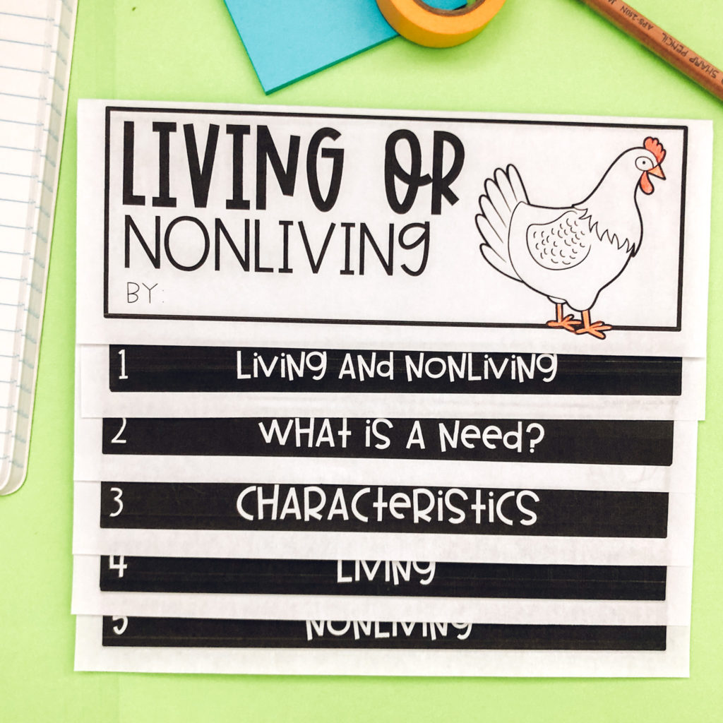 teaching living vs. nonliving flip book