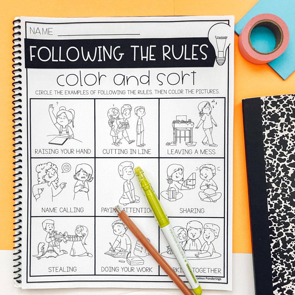 following class rules worksheet picture 