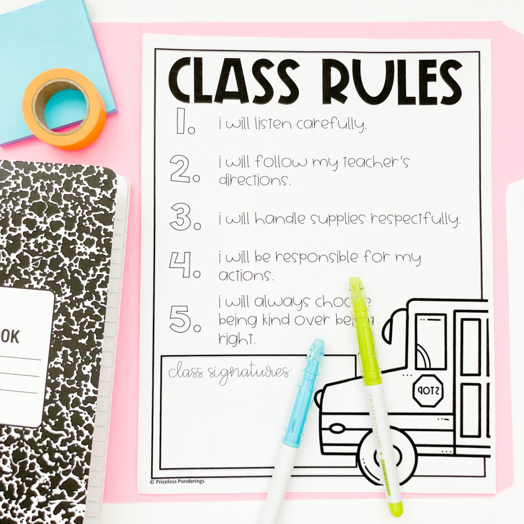 beginning of the year classroom rules anchor chart template picture