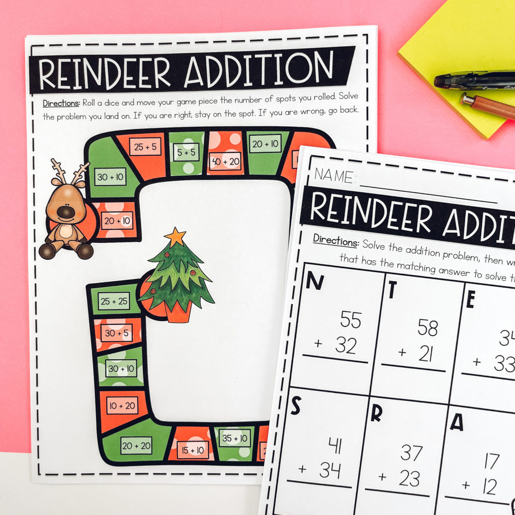 reindeer activities for math 