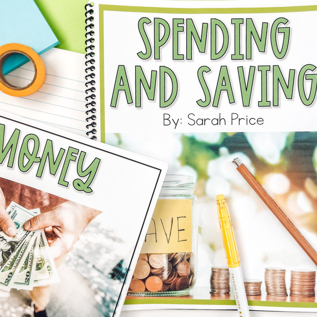 spending and saving money activities for kids reading passage