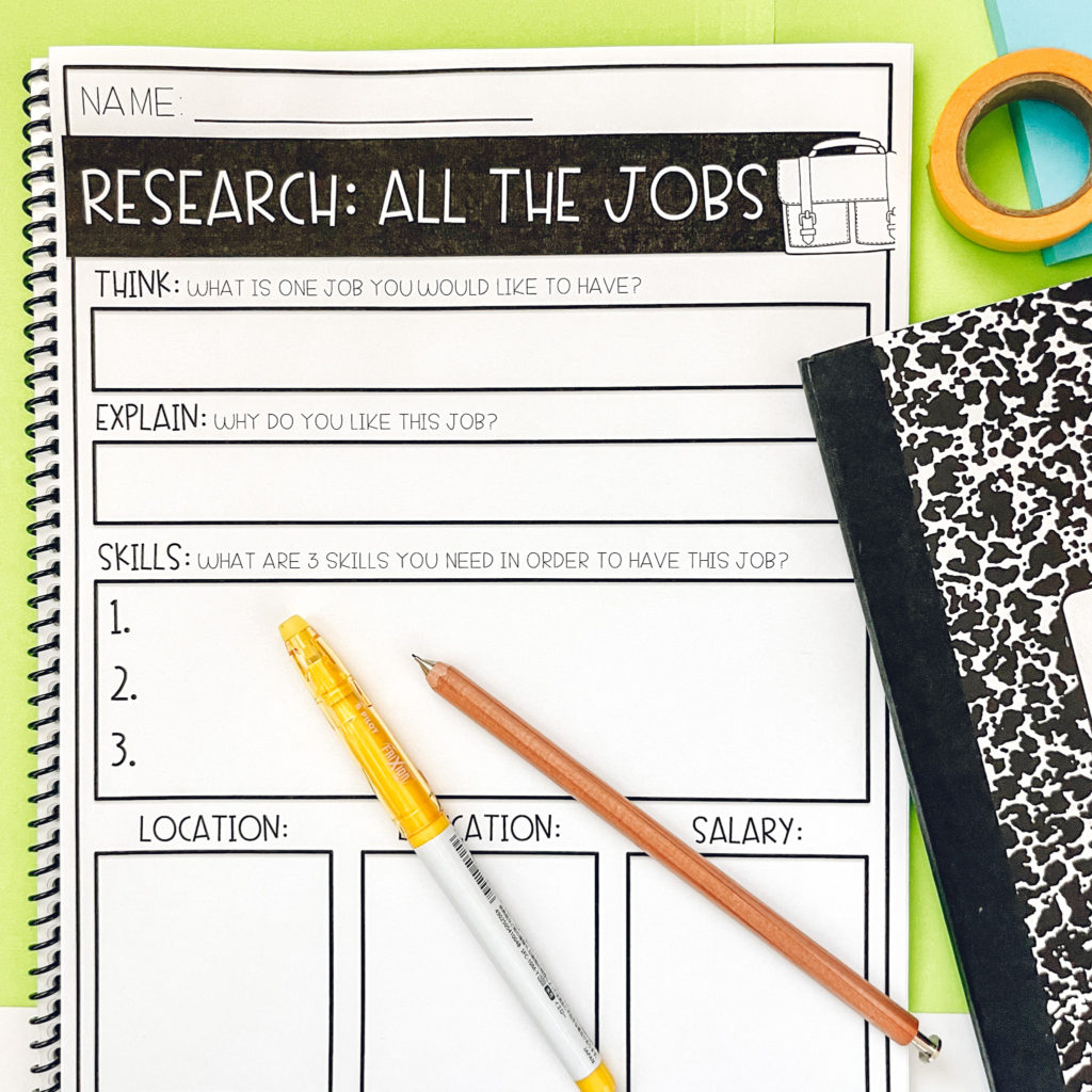 fun types of jobs research worksheet picture