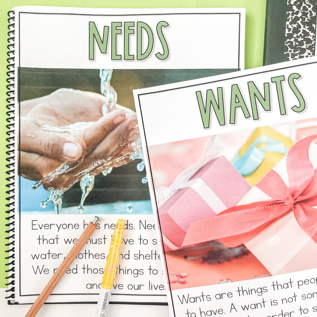 needs vs wants second grade activities nonfiction reader