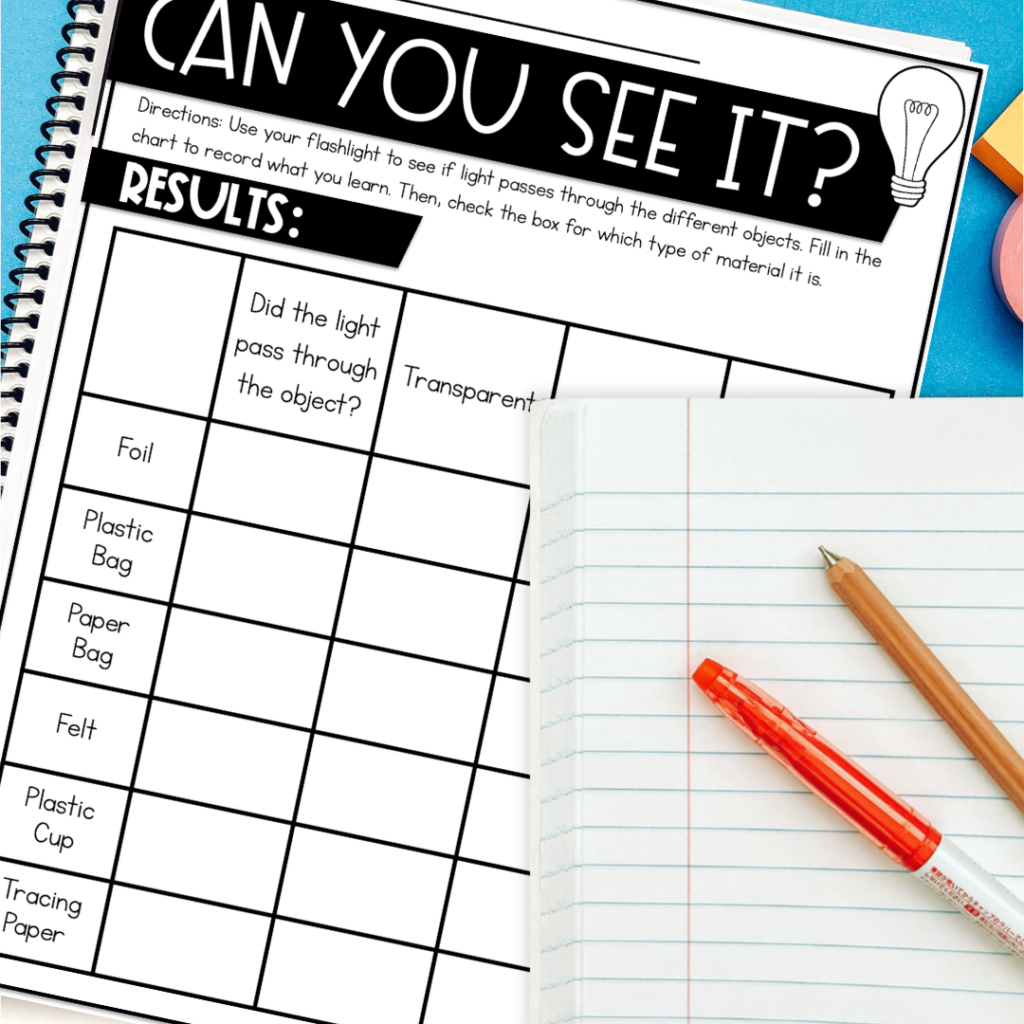 forms of energy light worksheet picture 