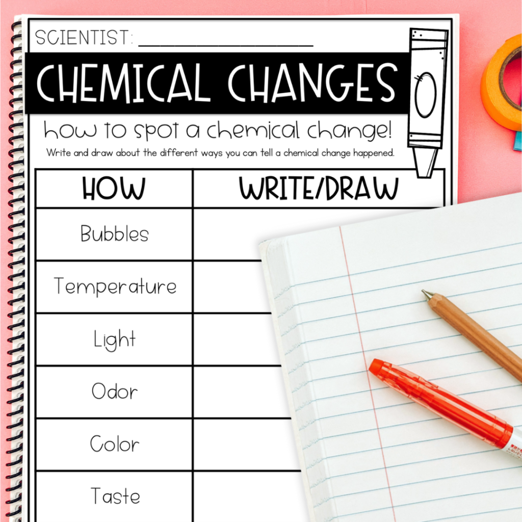 chemical changes worksheet picture