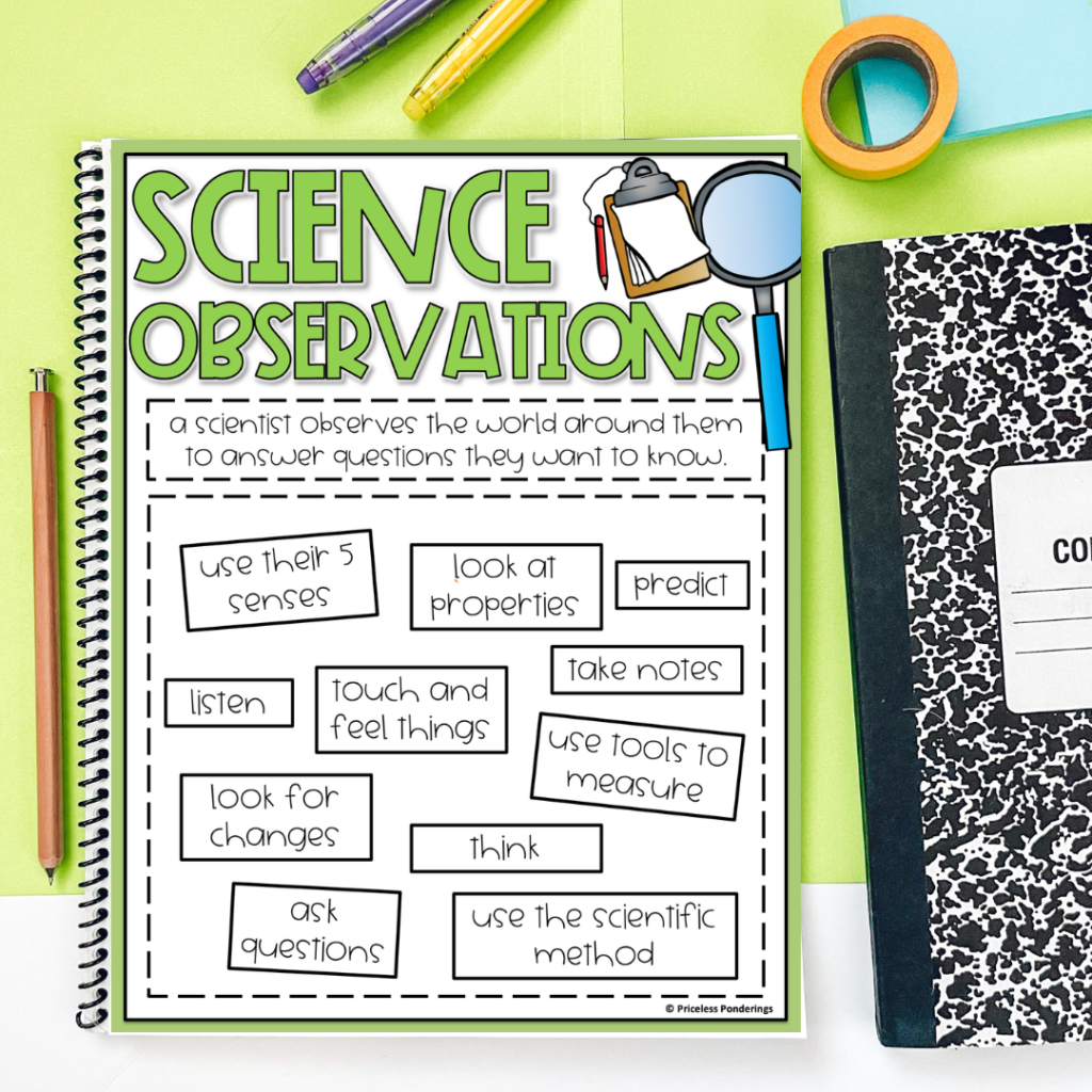 how to make observations in science anchor chart