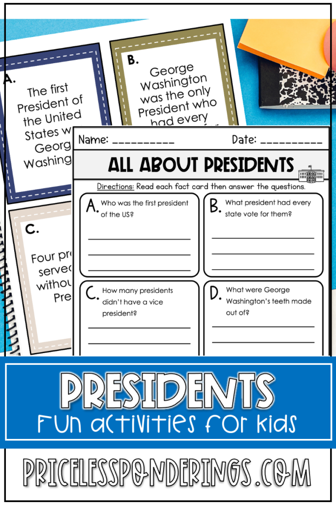 US Presidents activities for social studies kids worksheets 1 pin