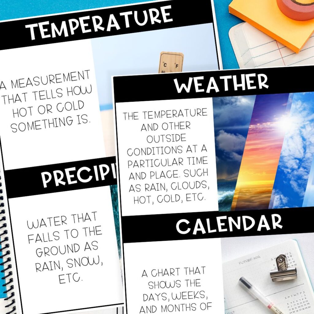 4 seasons activities vocabulary cards picture 