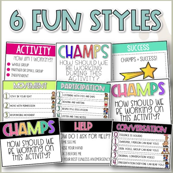 CHAMPS Posters + Clip Chart Positive Behavior System - Classroom Management