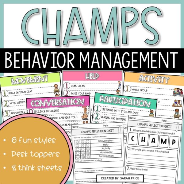 Classroom Behavior Management Posters CHAMPS Behavior Clip Chart | Think Sheets