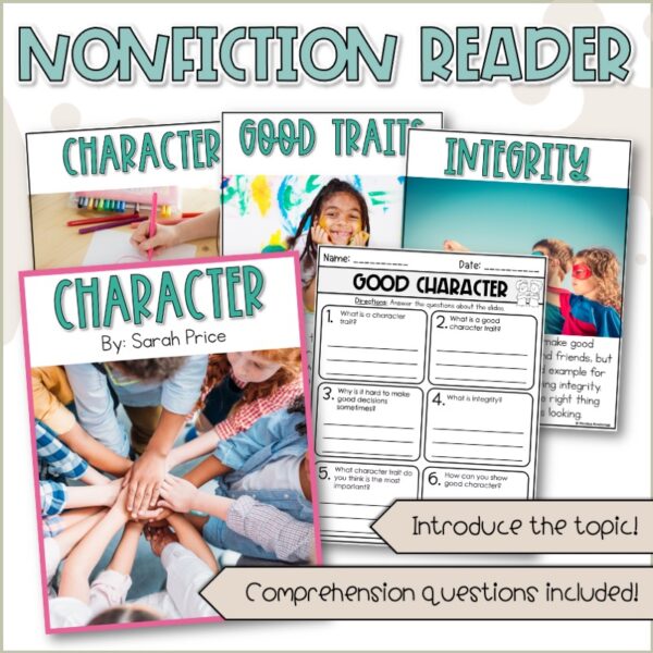 Character education activities for kids cover