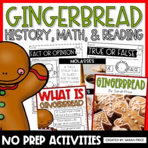 Gingerbread worksheets fdr kids December math and reading activities