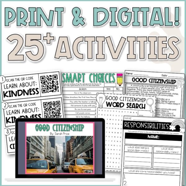 Good citizenship and social studices activities bundle cover