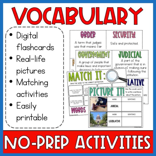 Government Branches Digital activities for kids vocab