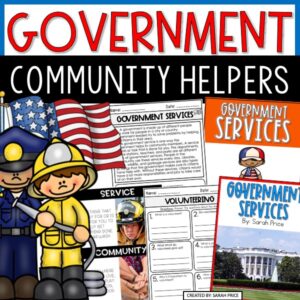 Government Services and Community Helpers activities and worksheets for kids cover