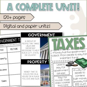 Government Taxes Unit | 2nd, 3rd & 4th Grade Social Studies Bundle (Print & Digital) cover