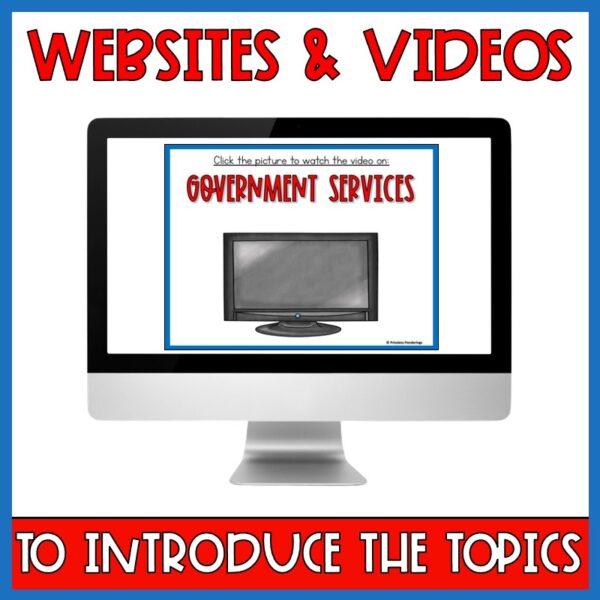 Government services and community helpers digital activities for kids