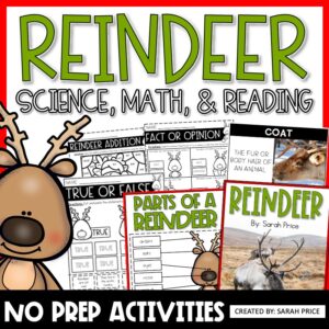 Reindeer worksheets and December activities for kids