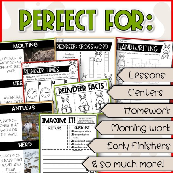 Reindeer worksheets and December activities for kids