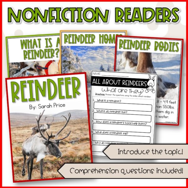 Reindeer worksheets and December activities for kids