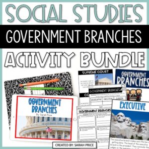 2nd, 3rd & 4th Grade Branches of Government Worksheets & Digital Activity Bundle cover