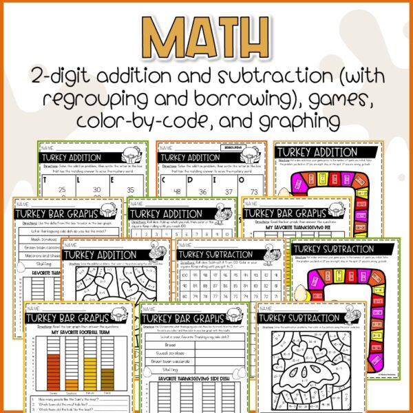 Turkeys Worksheets | November Activities | Science, Math, & ELA Activities for Kids