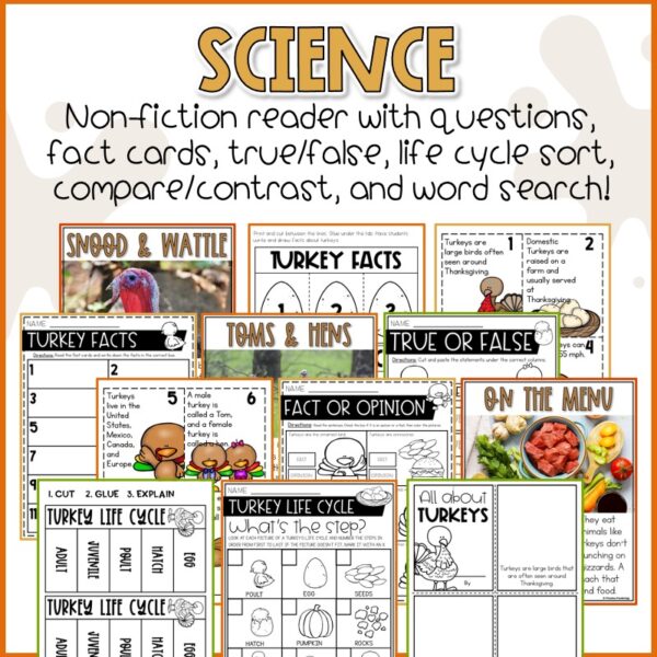 Turkeys Worksheets | November Activities | Science, Math, & ELA Activities for Kids