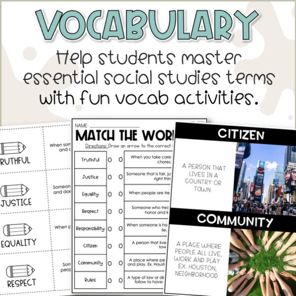 Good citizenship activities vocabulary