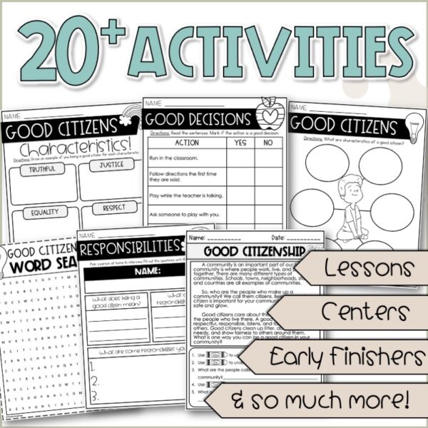 Good citizenship activities cover activities and worksheets