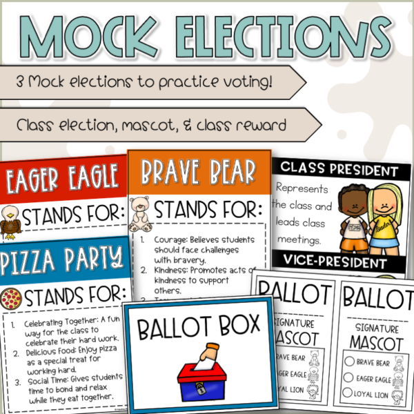 class government mock election activities and worksheets for kids