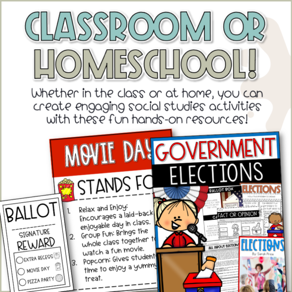 class government mock election activities and worksheets for kids