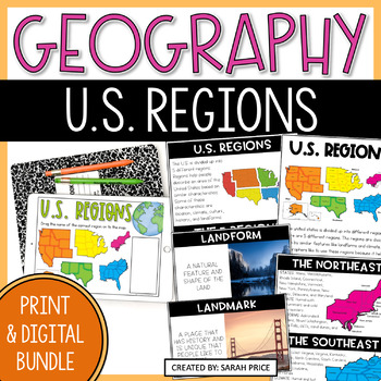 U.S. Regions Worksheets and Digital Activities Bundle - Priceless ...