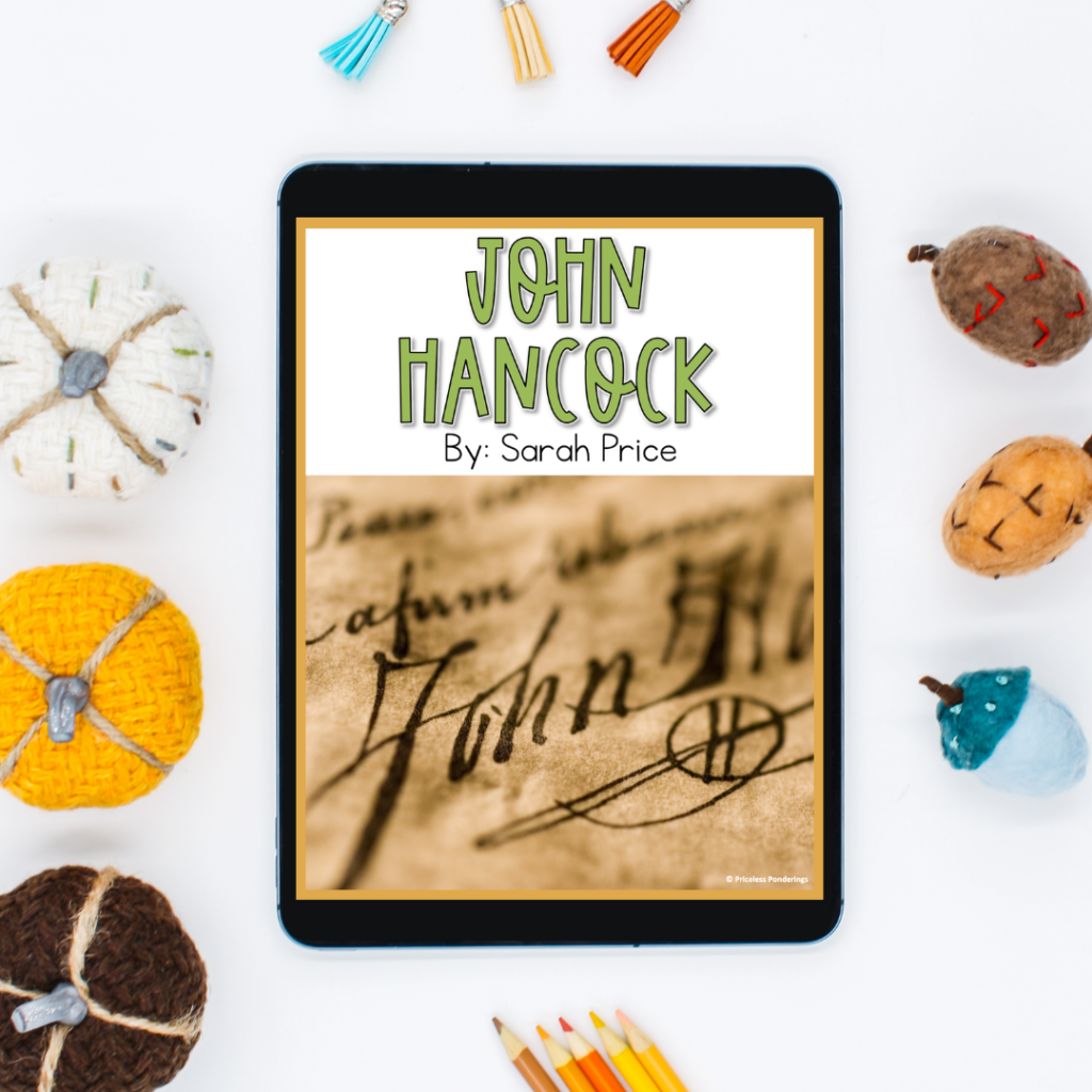 John Hancock (founding father) activity for kids