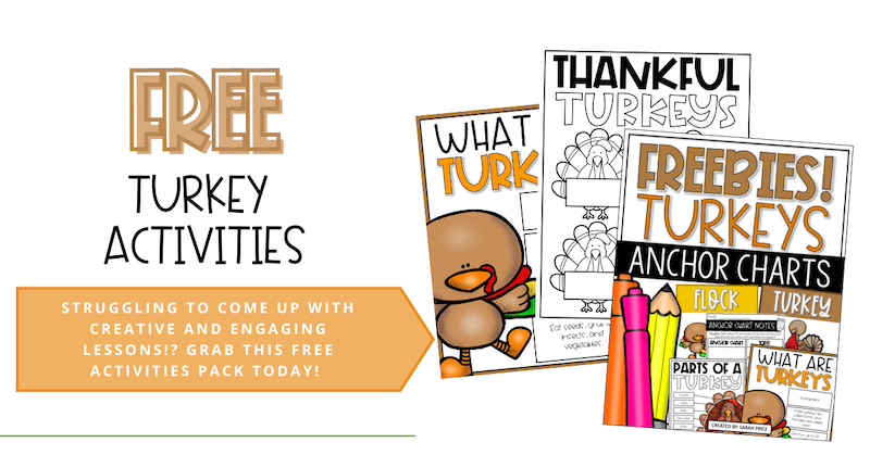 free turkey anchor charts and November activities for kids