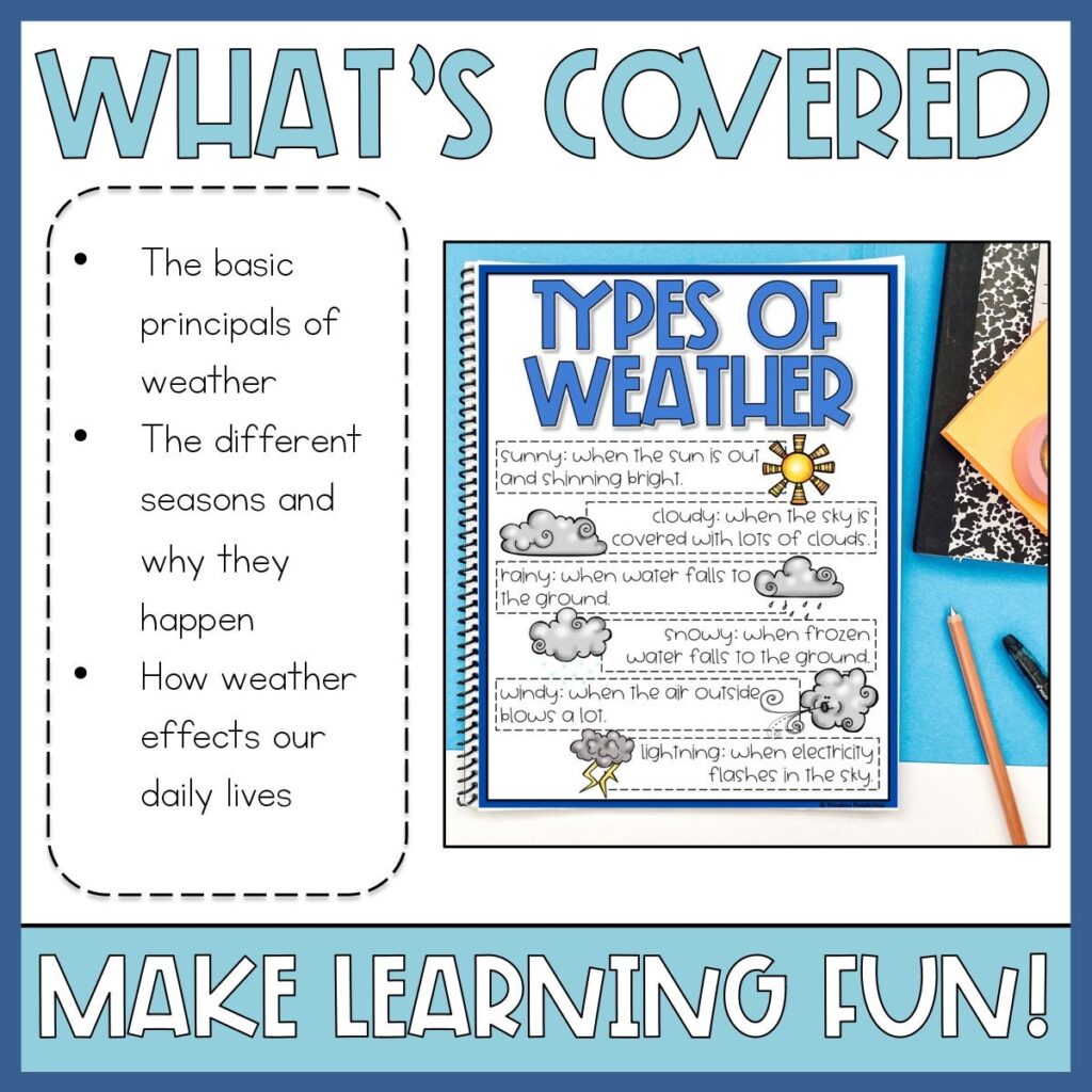 Types Of Weather & Four Seasons Activities - 2nd & 3rd Grade Earth ...