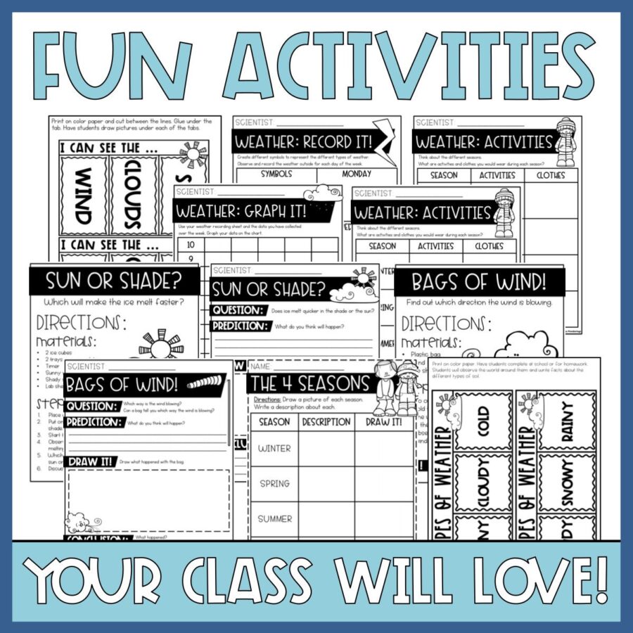 Types Of Weather & Four Seasons Activities - 2nd & 3rd Grade Earth ...