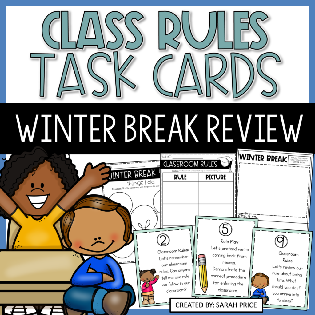 winter break classroom rules review task cards