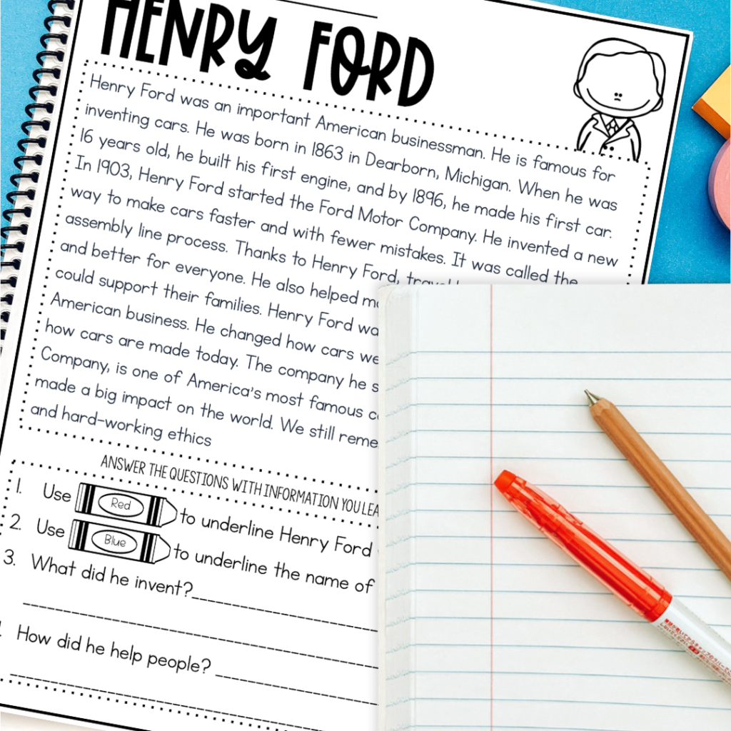 national inventors day activities for kids Henry for reading passage