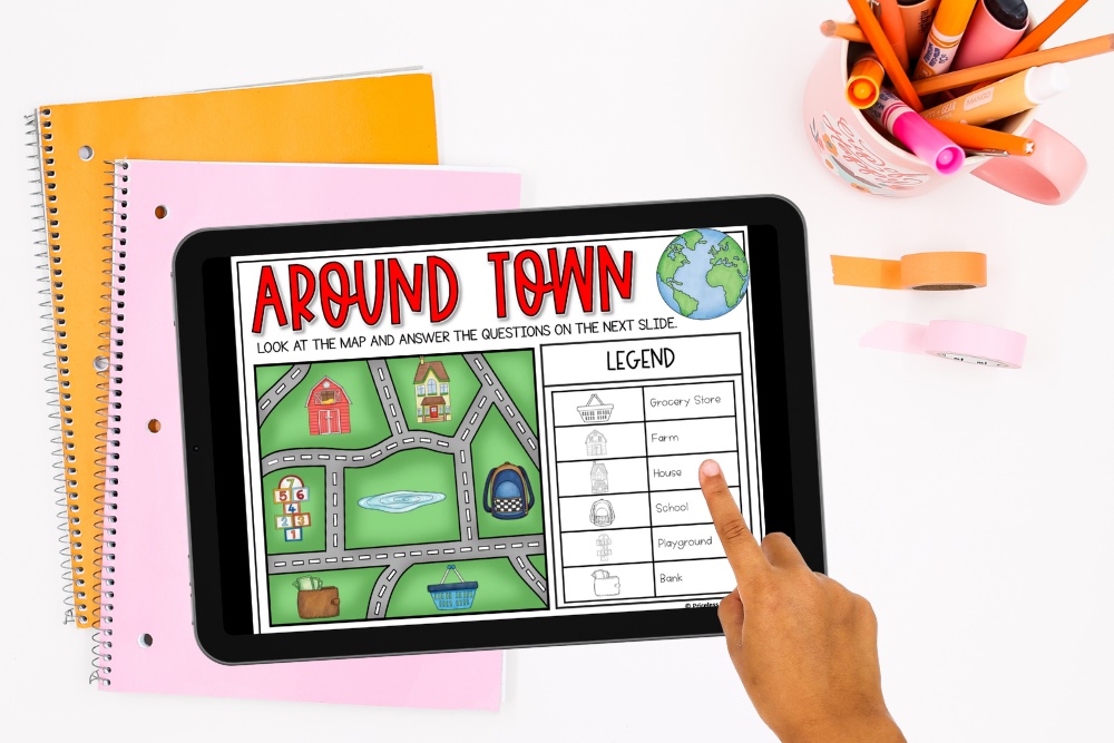 Geography Curriculum Elementary: 7 Easy Topics You Will Love map features digital activity for kids