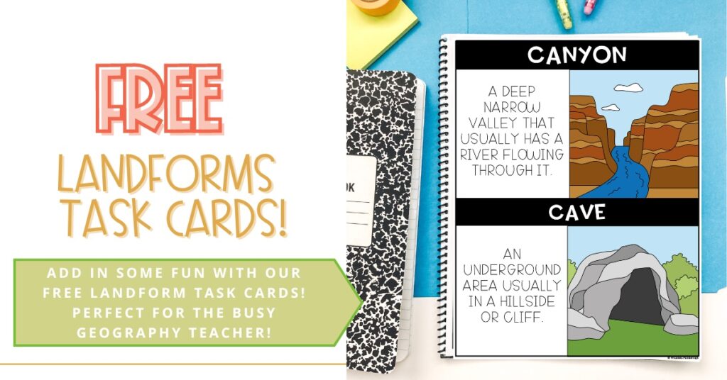 6 Fun Map Features Lessons Second Graders Will Love free landform task cards for teachers