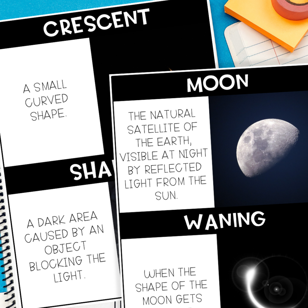 moon phases vocabulary posters